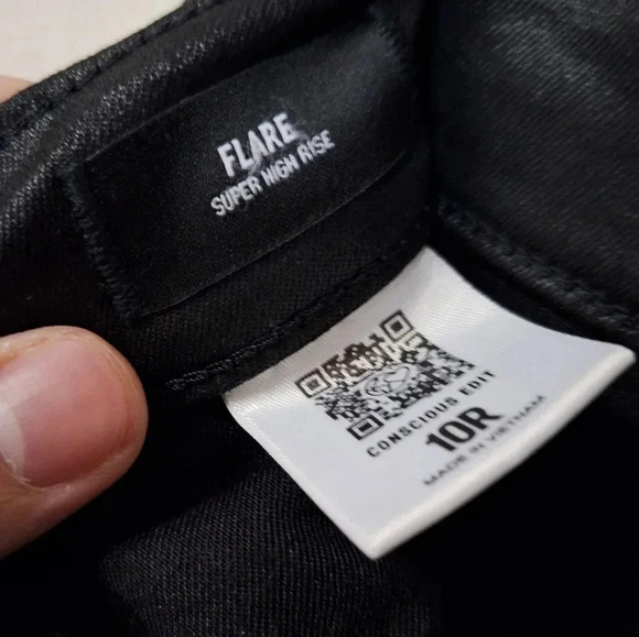 Express Black Faux Leather Wax Soft Lightweight Flare Super High Rise Jeans - Picture 13 of 14